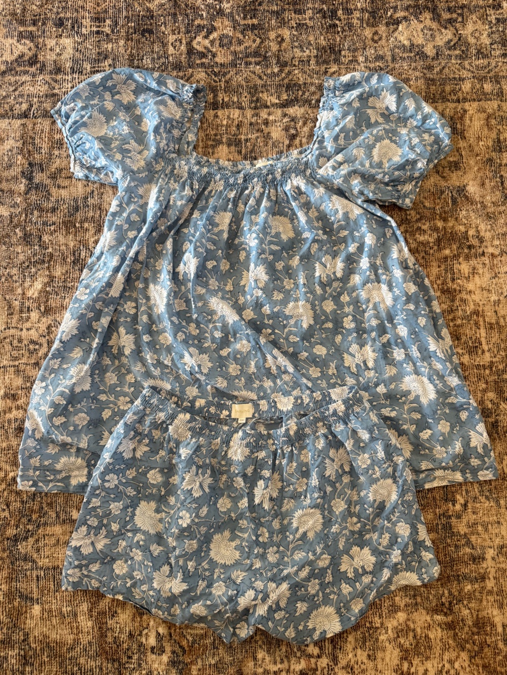 Darling Dress Set- Light Blue Floral with Shorts